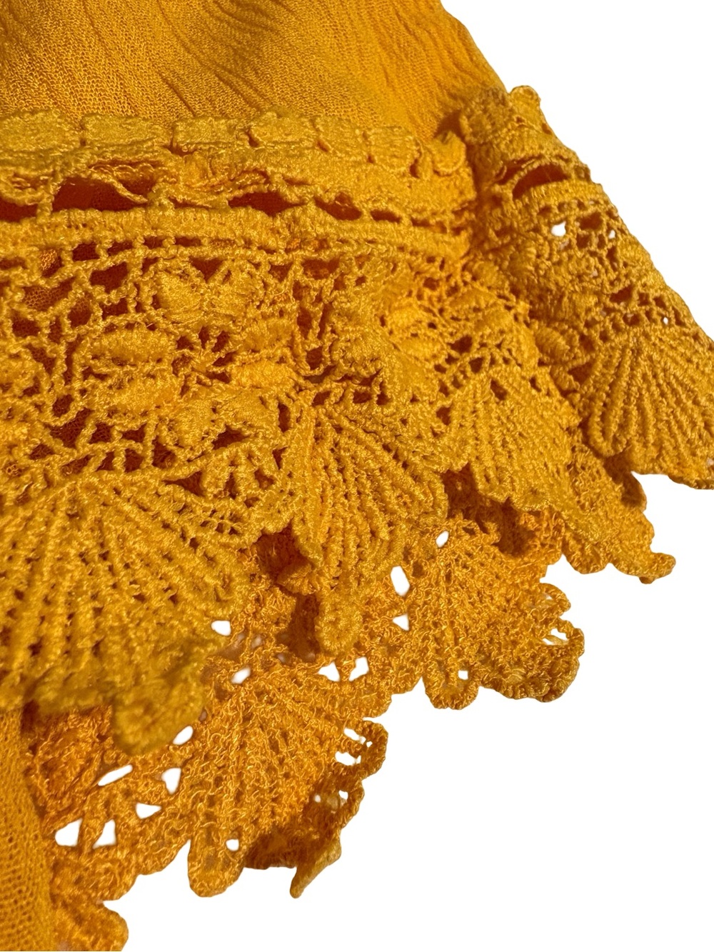 Forever 21 Yellow Boho Off Shoulder Crochet Lace Maxi Dress - Picture 9 of 13